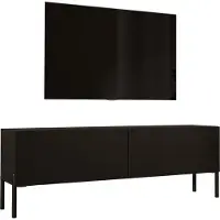3Xeliving MEUBLE TV : Noir mat / Noir brillant avec pieds en noir, 140 x 52 x 32 cm