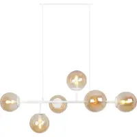 Light11 HOME Plafonnier Siena Blanc 6 flammes verre miel E14 bras longs