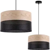 Light11 HOME Lampe à suspendre individuelle, abat-jour classique en placage de chêne, 35 cm