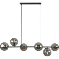 Light11 HOME Suspension Siena noir-or 6 flammes verre gris fumé E14