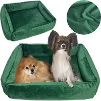 EDANTI Litière pour chien Literie 70X60 Cm Oreillers Canapé Sofa Playpen Velours Vert