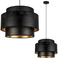 Light11 HOME Asti Trio Lampe À Suspendre Noir Et Or 40Cm Mesh