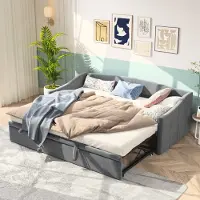 ProximaX lit de jour extensible 90x200cm/180x200cm : Canapé-lit polyvalent avec sommier à lattes, accoudoirs et rembourrage en velours - Idéal comme lit d'enfant ou canapé-lit en gris