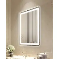 Sweiko Miroir de salle de bain LED miroir cosmétique 3 couleurs montage mural 60x80cm