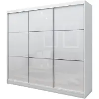 MargaretHadas24 Armoire Vena de 240 cm avec 3 portes coulissantes Armoire à portes coulissantes (couleur : blanc, lacobel blanc)