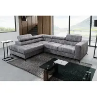 MargaretHadas24 Canapé d'angle Palermo en L à gauche avec fonction couchage, coffre de rangement 267 cm, livraison dans l'appartement, salon (couleur : Sally 09 - gris)