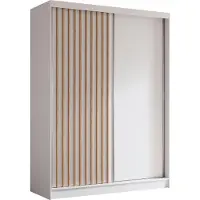 MargaretHadas24 Armoire Erika de 160 cm avec lamelles sans miroir, comprenant 2 portes coulissantes Armoire à portes coulissantes (couleur : blanc, blanc, lamelles Artisan) Artisan)