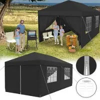 ACXIN Pavillon 3x6m étanche - Tente de réception Pavillon de jardin avec 6 parois latérales Camping Pavillon fixe pour jardin, fête, mariage, anthracite