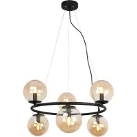 Light11 HOME Suspension Aura noir 6 flammes verre miel E14