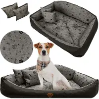 EDANTI Literie Pour Chiens Imperméable Canapé 130X105 Cm Shell Bedding Pillows Couch Sofa Bones Black