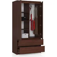 BDW , Armoire 2 portes, 2 tiroirs, 180x90x51 cm, wengé