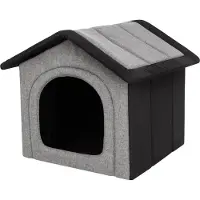 Stanislaw Jurga Niche pour chien pliable pour l'intérieur & l'extérieur - 60x55cm - lavable, légère, gris clair avec noir