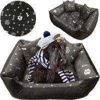 EDANTI Litière pour chien imperméable Sofa 100X75 Cm Litière Oreillers Canapé Sofa Bones Silver