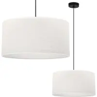 Light11 HOME Lampe à suspendre noire jute 1 abat-jour plat blanc 35 cm E27