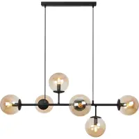 Light11 HOME Plafonnier Siena noir 6 flammes verre miel E14 bras longs