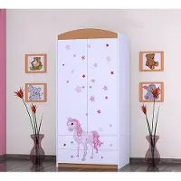 BDW Armoire, 2 portes, 2 tiroirs, penderie, 180x90 cm, hêtre