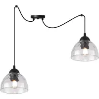Light11 HOME Lampe à suspendre araignée Venice 2 flammes avec abat-jour en verre transparent E27