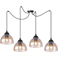 Light11 HOME Lampe à suspendre araignée Venice 4 flammes avec abat-jour en verre ambré E27