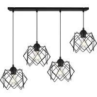 Light11 HOME Lampe à suspendre Stella 4 flammes verre noir E27