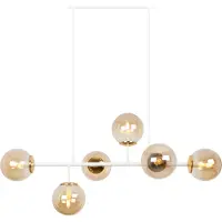 Light11 HOME Plafonnier Siena blanc-or 6 flammes verre miel E14 bras longs