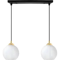 Light11 HOME Suspension Costa noir et doré – Suspension à 2 ampoules avec boules blanches E27