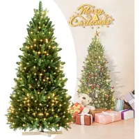 UISEBRT 150cm Arbre de Noël artificiel Sapin de Noël en PE et PVC Branches avec lumières, pour décoration de Noël, décorer un arbre à bijoux