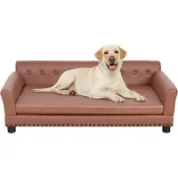 WISFOR Canapé pour chien de luxe avec dossier, lit pour chien tapis pour chien cuir, canapé pour animaux domestiques avec pieds surélevés, canapé pour chat XL : 120 x 78 x 40 cm