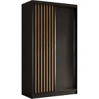 MargaretHadas24 Armoire Erika de 120 cm avec lamelles sans miroir, comprenant 2 portes coulissantes Armoire à portes coulissantes (couleur : noir, noir, lamelles Artisan)