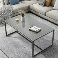 WISFOR Table basse 100x60x43cm marbre Table d'appoint design rectangulaire Table basse avec piètement métal,Gris