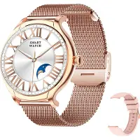 Vislone KT67 Smartwatch 1,39 pouces, IP67 étanche | BT5.2 | surveillance du sommeil | lecture de la musique | mode sport, cadre doré, bracelet milanais en acier + bracelet en silicone