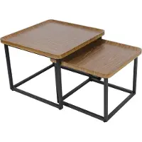 WISFOR Table basse, set de 2 tables, table d'appoint, aspect bois, hauteur 40cm et 45cm, table basse table de salon moderne
