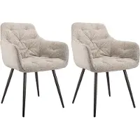 Aiorber Chaise de salle à manger, lot de 2, avec accoudoirs, tissu bouclé, chaise de cuisine, structure métallique robuste, pour salon & salle à manger,57 x 58 x 84 cm, Gris