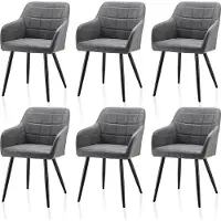 CLIPOP Chaises de salle à manger, set de 6 fauteuils rétro en similicuir, chaises de salon,Gris clair