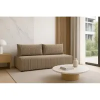 Sofello Canapé LUNO avec fonction sommeil Beige - Canapé moderne en velours côtelé pour votre salon, surface de couchage : 204×144 cm