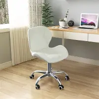 CLIPOP Chaise de bureau , assise rembourrée en similicuir, pivotante, réglable en hauteur, blanc