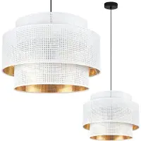 Light11 HOME Asti Trio Lampe À Suspendre Blanc Or 45Cm Mesh