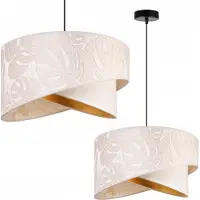 Light11 HOME Light-Home Milan Abat-jour Lampe à suspendre - Plafonnier industriel - Lampe à suspendre en métal avec abat-jour en velours - Crème Monserta, Noir
