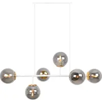 Light11 HOME Plafonnier Siena blanc-or 6 flammes verre gris fumé E14 bras longs