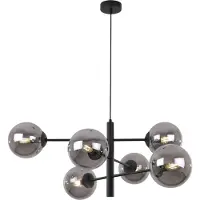 Light11 HOME Lampe à suspendre Vicenza noire à 6 flammes avec abat-jour graphite E14