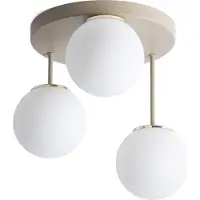Light11 HOME Plafonnier Florence cachemire doré à 3 ampoules avec abat-jours blancs E14 – un éclairage élégant pour le salon