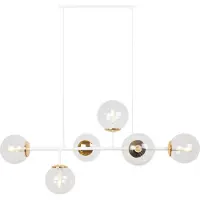 Light11 HOME Plafonnier Siena blanc-or 6 flammes verre beige E14 bras longs