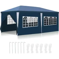 Izrielar Pavillon Tente de réception avec parois latérales, porte à fermeture éclair & fenêtres, résistant aux intempéries, 3x6m bleu