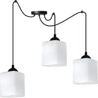 Light11 HOME Suspension Riffle araignée noire à 3 flammes avec abat-jour cubique blanc E27 - plafonnier moderne pour intérieurs stylés