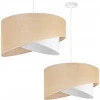 Light11 HOME Suspension avec abat-jour blanc en jute – Lampe suspendue Lustre Plafonnier de style bohème pour salon et salle à manger