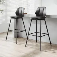 Sonni Lot de 2 chaises de bar avec dossier Tabouret de bar,capacité de charge jusqu'à 130kg Chaise de bar - noir