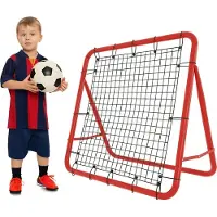 ACXIN Football Rebounder But Kickback Paroi de rebond Filet, tube métallique+tissu PE, 100 x 100 x 65 cm, rouge