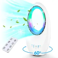 Zelurxx Ventilateur 3 en 1 sans pales, silencieux, avec télécommande, lumière d'ambiance LED, orientation 60°,tactile, blanc
