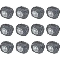 Zelurxx 12x Projecteur solaire à LED pour l'extérieur en forme de pierre, 7,5 x 6 x 6 cm
