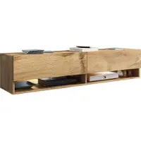 MINIO go for it , armoire TV, "ANNE", 140 cm, avec portes, avec éclairage LED, chêne Wotan