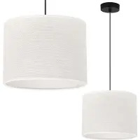 Light11 HOME Lampe à suspendre noire jute 1 abat-jour plat blanc 20 cm E27